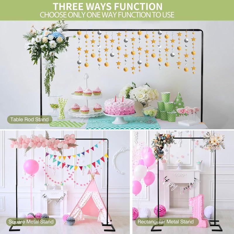 ParseBio Square Backdrop Stand, 8.2FT Black Wedding Arch, Heavy Duty Balloon Arch Stand, Over The Table Rod Stand with Clamps, Adjustable Photo Booth Background, Backdrop Frame for Valentines Day Party - Image 3